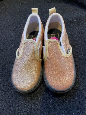 Vans Kids Glitter Slip-On Sneakers in Rose Gold Sparkle